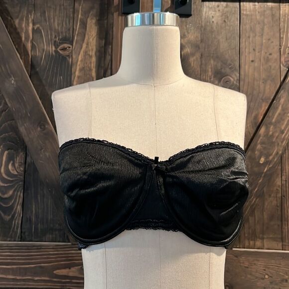 Vintage Warners shine on strapless bra black Sz-36 C - Picture 1 of 10